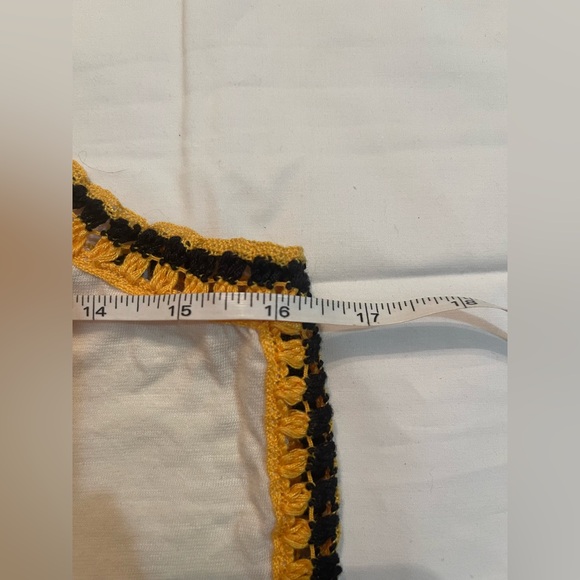 Free People Bora Bora Crochet Racerback Tank Top Cream Yellow Black size xs - Picture 10 of 15